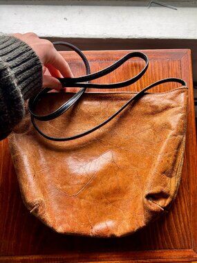 Vintage Leather Crossbody with Leaf Pattern
